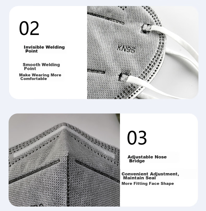 Ams KN95 Activated Carbon Face Mask, 50 Pieces, Industrial Dust-Proof, Gray, for Renovation Odor, Dust, Smog, Pollution Protection, Formaldehyde, Flu Prevention, Breathable, Head-Mounted, for Men, Grinding, Professional Use 18