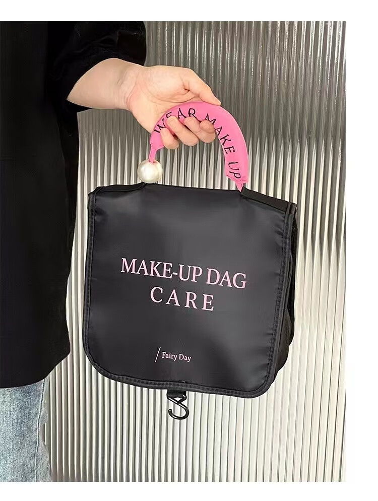 Fanyejia Toiletry Bag, Storage Bag for Women, Travel Makeup Bag, Large Capacity, Light Luxury Style, Black, 9cm Fabric Handbag Desig 8