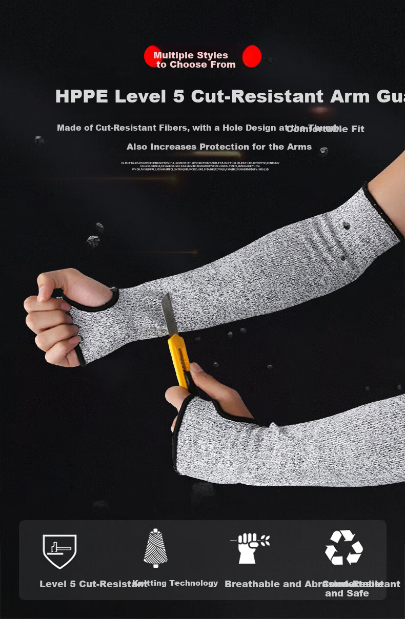 SHENGLI NITEX® Level 5 Cut-Resistant Arm Sleeves, Anti-Cut And Anti-Cutting Elbow And Wrist Guards, Open-End Design, One Pair 45cm, Black 1