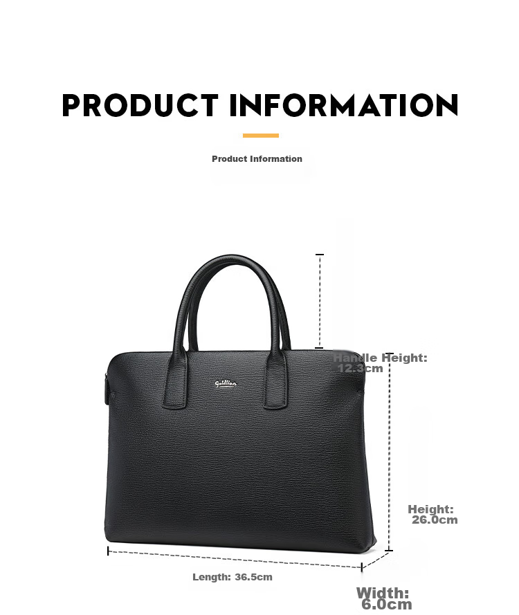 Goldlion Leather Briefcase, Top-Grain Cowhide Handbag, Business Men's Bag, Large Capacity Laptop Bag, Birthday Gift 12