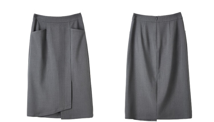 Sentubila Stylish Asymmetric Slit Midi Skirt, Urban Commuter Irregular High-Waisted Pencil Skirt, Gray, S 27