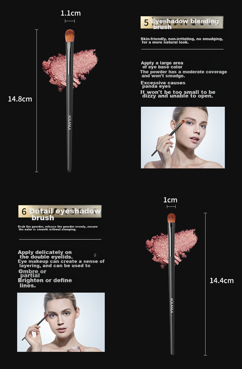 AOLANLA Master-Level Makeup Brush Set, 9 Pieces Including Loose Powder And Eyeshadow Brushes, Beginner Beauty Tool Gift Box, Holiday Present 10