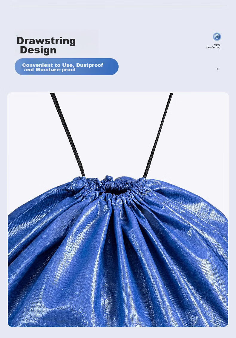 Jinghuisichuang Moving Express Woven Bag, Cotton Quilt Clothes Large Capacity Storage Bag, Blue And Black Dustproof Plastic Drawstring Type 6