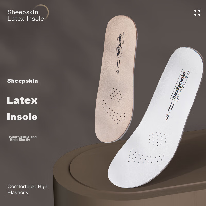Maigaole Sheepskin Top-Layer Latex Insoles for Men And Women, Soft Sole Shock-Absorbing Thickened Breathable Sweat-Absorbing Cowhide Comfortable Sports [Top-Layer Sheepskin] Khaki - Zirou 35-36