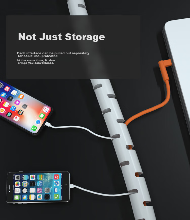 HAILE Cable Management Tube, 1.6 Meters Long, 22mm Diameter, Wire Organizer, Cable Protector for Computers And Cars, Power Cord Organizer, White LX-22 3
