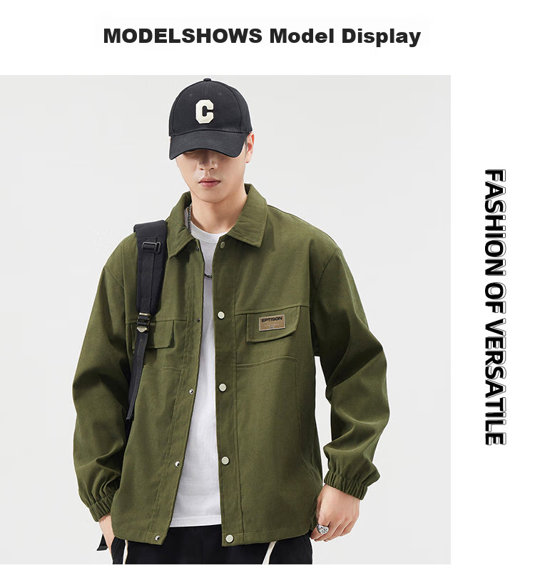Yipintiancheng 2025 Spring Simple Trendy Jacket, Versatile Youth Men's Lapel Cardigan Coat for Me 7