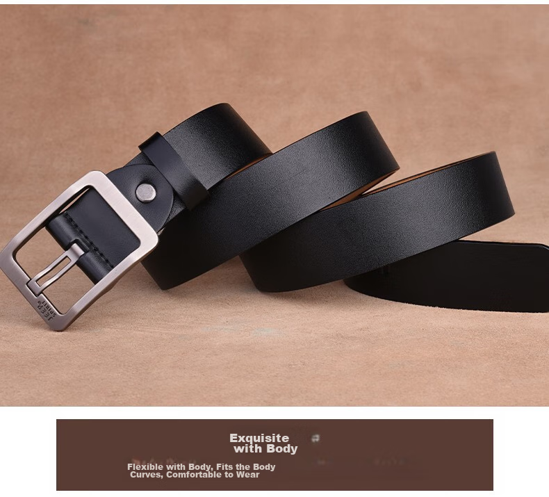 JEEP SPIRIT Men's Leather Belt, Business Casual Pin Buckle Waistband, Gift for Young And Middle-Aged Men, Husband Or Father's Day Present 10