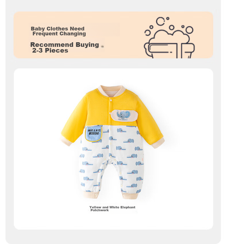 Shubeiyi Baby Clothes Newborn Onesie Infant Outdoor Wear for Boys And Girls Romper Full Moon Crawling Suit Yellow 66CM 9