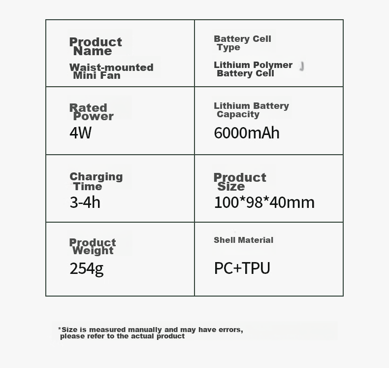 Masentek Waist-Hanging Fan FS-20 Long Battery Life Neck Fan Large Battery Portable Small Fan Outdoor Cooling Dorm Student Rechargeable Waist Fan 18