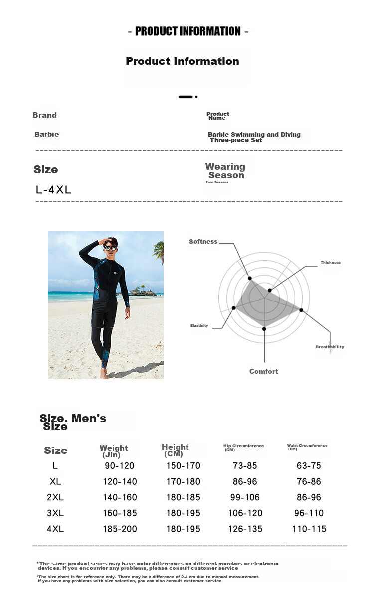 Barbie Couple's Wetsuits, Women's Two-Piece Long-Sleeve Sun Protection Jellyfish Suit, Snorkeling Suit, Surfing Suit Set, Slimming Swimwear 21
