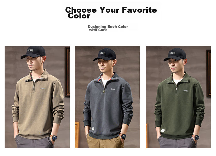 JEEP Spring And Autumn 2026 New Men's Sweatshirt with Lapel Collar, Versatile Casual Jacket, Loose-Fitting Sports Polo Collar Top for Men's Wear 6