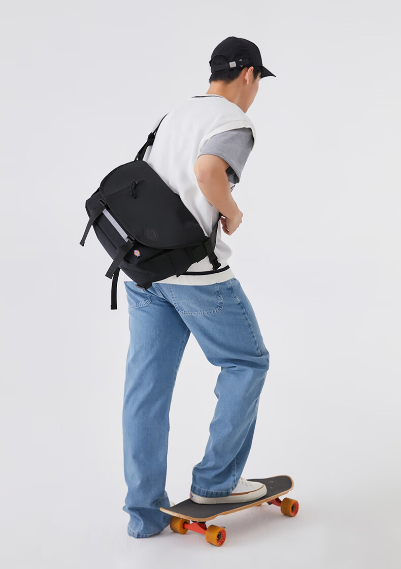 Dickies Shoulder Bag for Men, Large Capacity Crossbody Bag with Multiple Compartments, Waist And Chest Pack for Men And Women Students, Lightweight Cycling Travel Canvas Bag DK 10