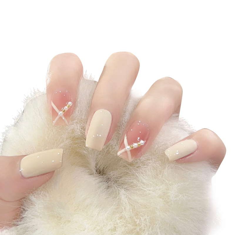 Chense Handmade Wearable Nail Stickers, Nail Tips, Short Fake Nails (Dive into Love S Size)
