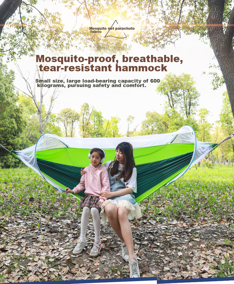 Yonglebao New Single Mosquito Net Hammock, Outdoor Anti-Mosquito And Anti-Rollover Sunshade Sleeping Bag Hammock, Dream Blue/fruit Gree 1