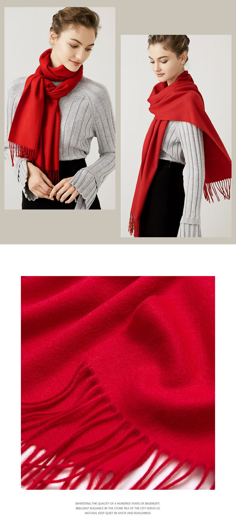 Hengyuanxiang Scarf for Women, Autumn And Winter Pure Wool Neck Warmer, Birthday Gift for Mothers And Elderly, Corporate Annual Meeting And National Day Festival Gift Box Set 16