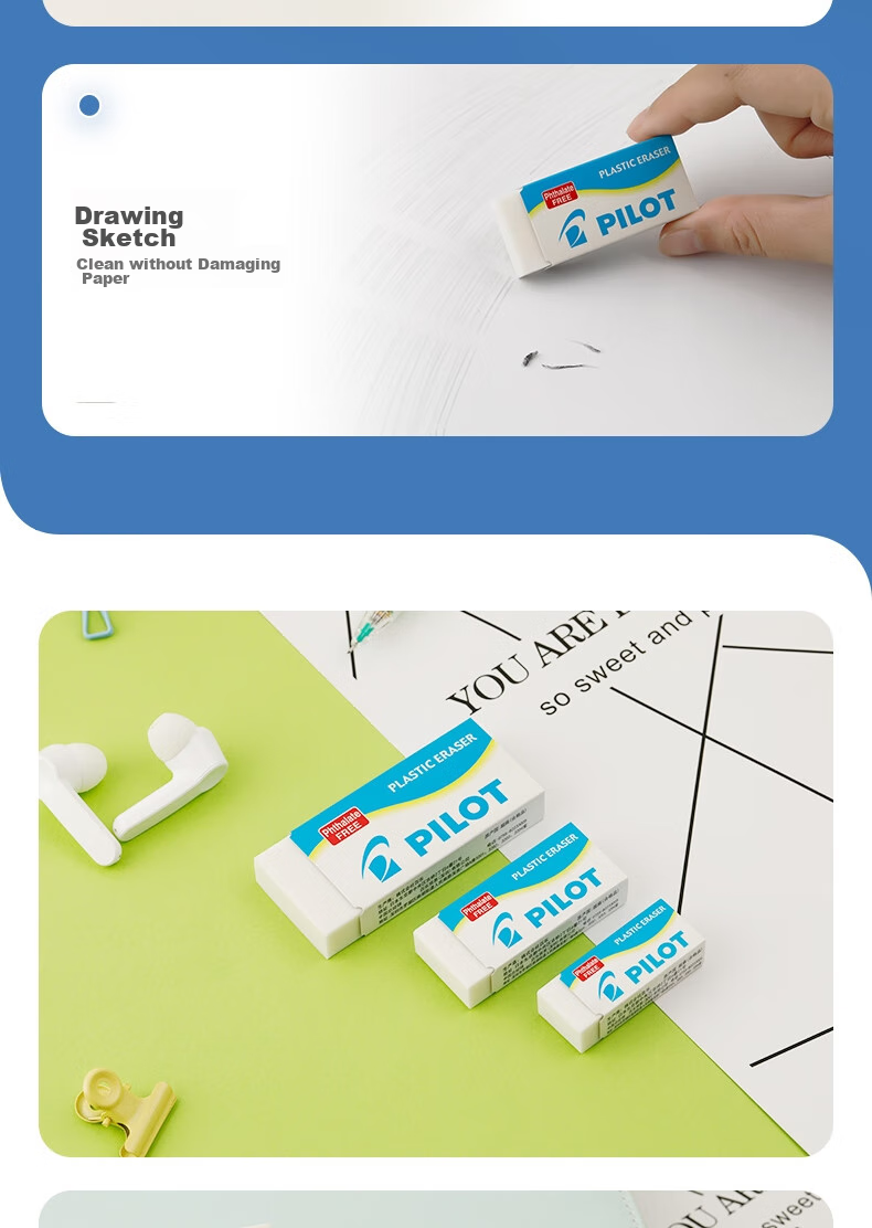 PILOT Fresh Eraser, Low Residue, Clean, for Primary School Students, Leaves No Marks, Drawing And Sketching Eraser, Stationery, Children's Learning Supplies, Imported from Japan, EE-S200 Large Size 5