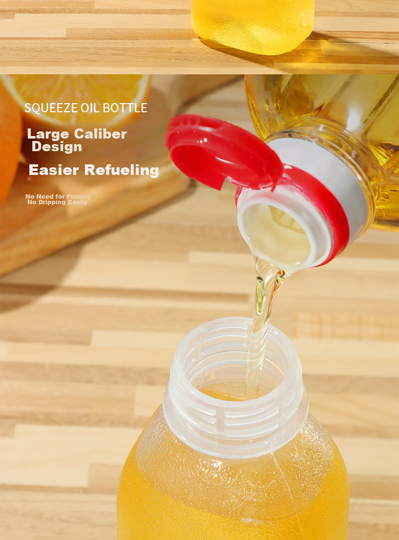 BJ Jiao Oil Bottle, 500ml*4 Pack, Squeeze Sauce Bottle, Vinegar Bottle, Soy Sauce Bottle, Oil Sprayer, Condiment Storage Squeeze Bottle 9
