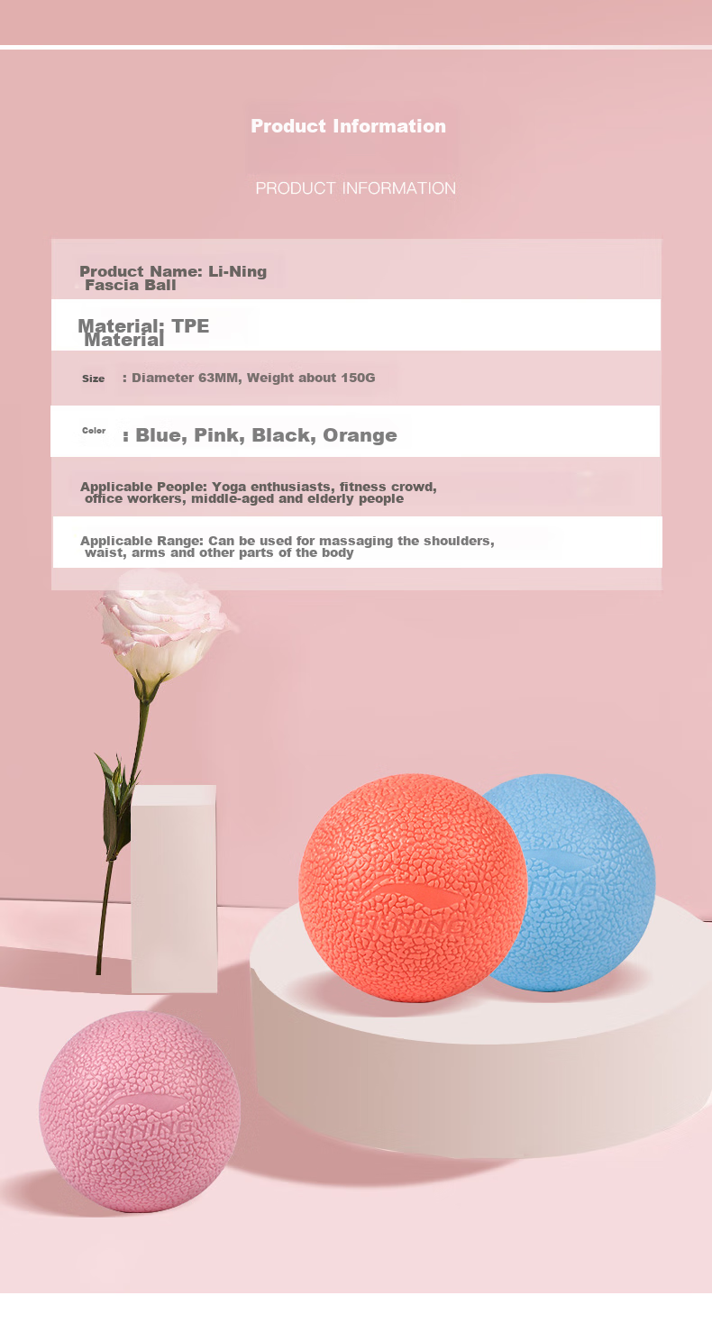 Li-Ning Fascia Ball Fitness Massage Ball Yoga Foot Sole Shoulder Neck Membrane Training Exercise Hand Grip Ball Fascia Rehabilitation Blue 13