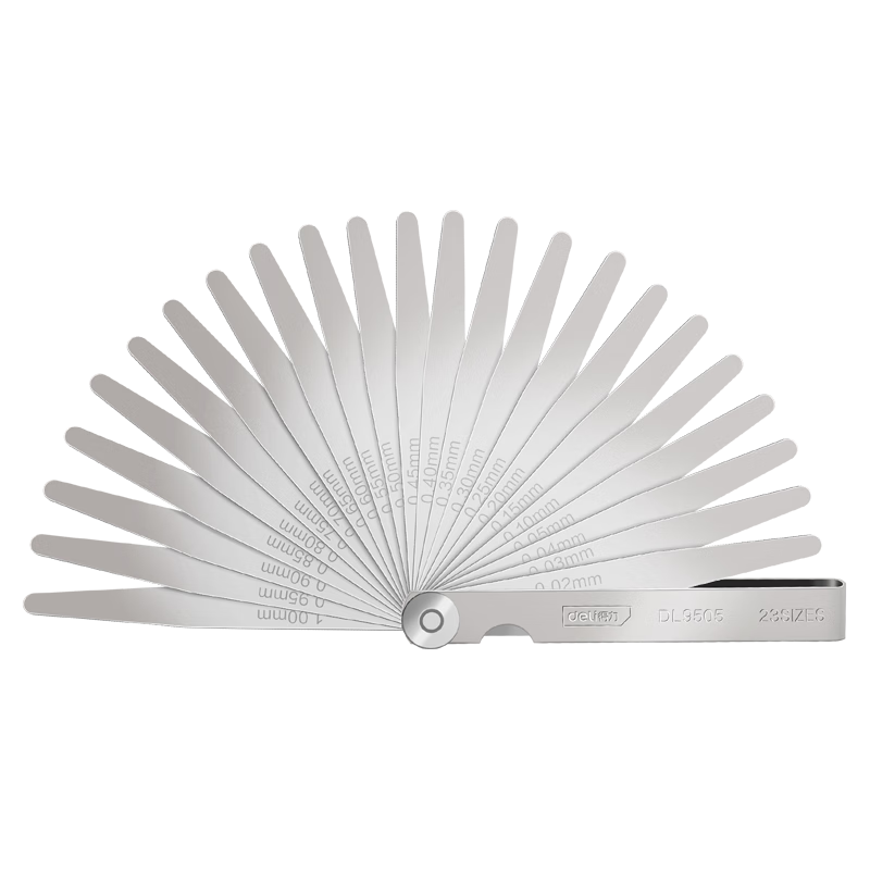 Deli 23-Piece Feeler Gauge Set, 0.02-1mm Stainless Steel Gap Gauge, Single Blade Thickness Gauge, Thick And Thin Measuring Tool Feeler Blade