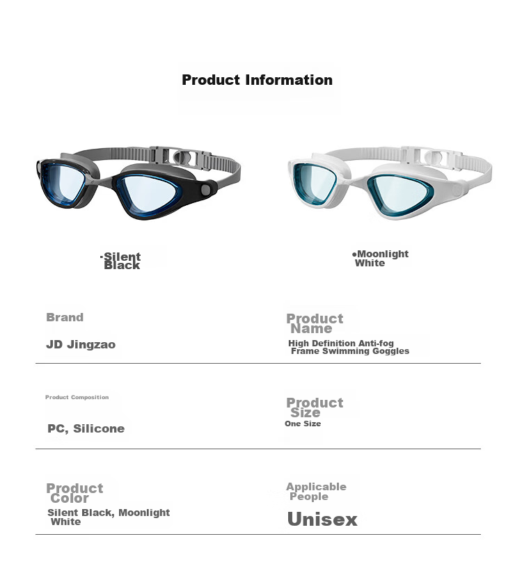 JD Original Swimming Goggles, High Definition Anti-Fog Waterproof Swim Glasses, Professional Coated Goggles for Men And Women, Ice Crystal Purple 15