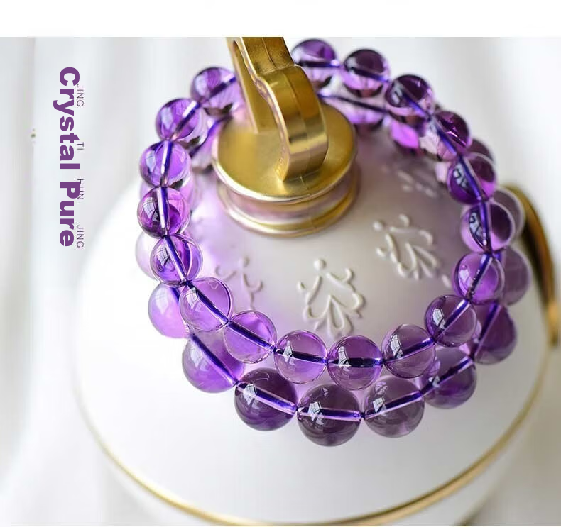 Yuyouqing [Passing The Exam Transfer] Natural Amethyst Bracelet for Men And Women, Emotional Stability Wisdom Wealth-Attracting Beaded Bracelet, Gift for Boyfriend Girlfriend 3