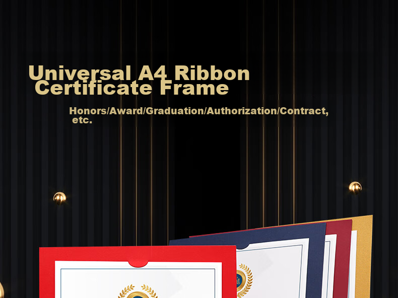 Weiji A4 Horizontal Ribbon Knot Honor Certificate, Appointment Letter, Graduation Certificate Cover, Customized European-Style Certificate, Award Certificate, Document Frame, Certificate Set, Wine Red, 406H-WRD/5 1