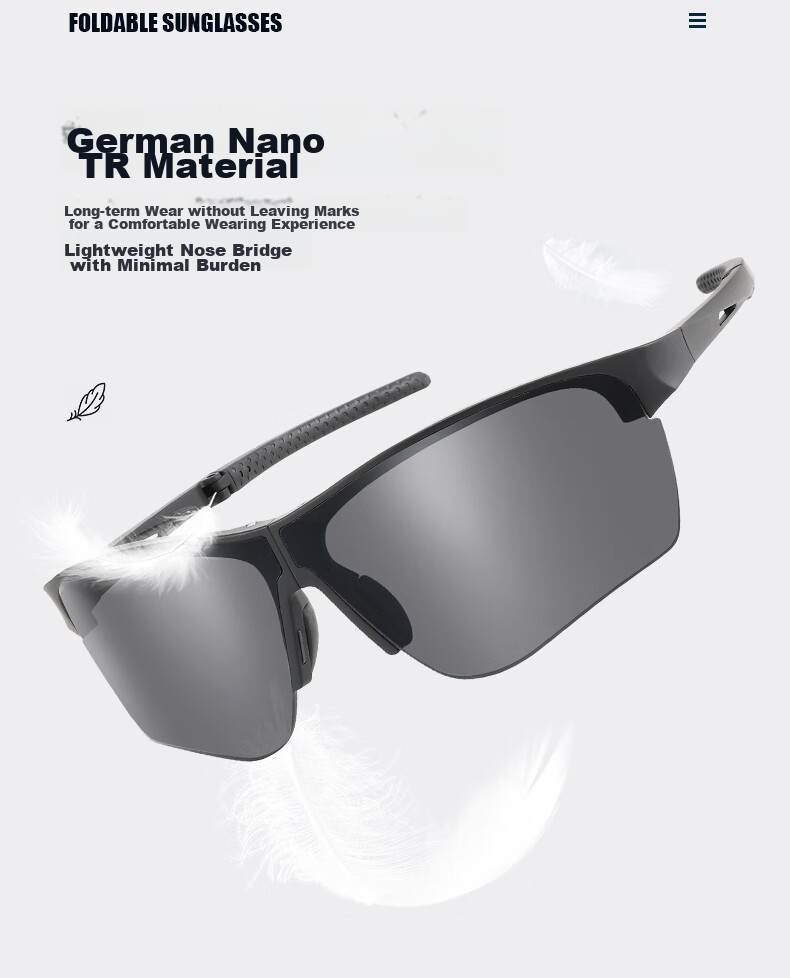 Angelamiao Outdoor Cycling Glasses, Lightweight And Foldable Sports Sunglasses for Hiking, Fishing, Driving, Running, Protective Goggles, Water-Resistant Lenses 4