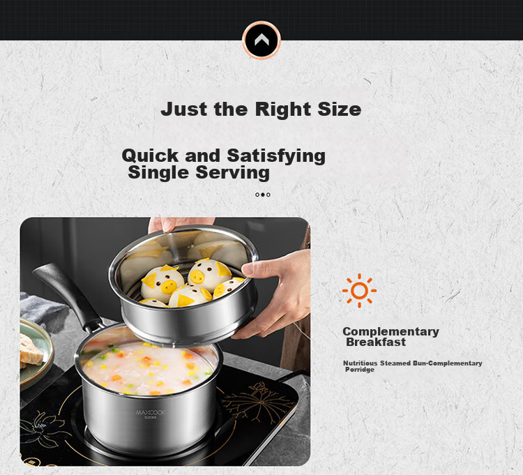 MAXCOOK Milk Pot, 304 Stainless Steel Milk Pot Soup Pot 16cm, Noodle Cooking Milk Baby Food Pot, Thickened Composite Bottom MCN8176 3