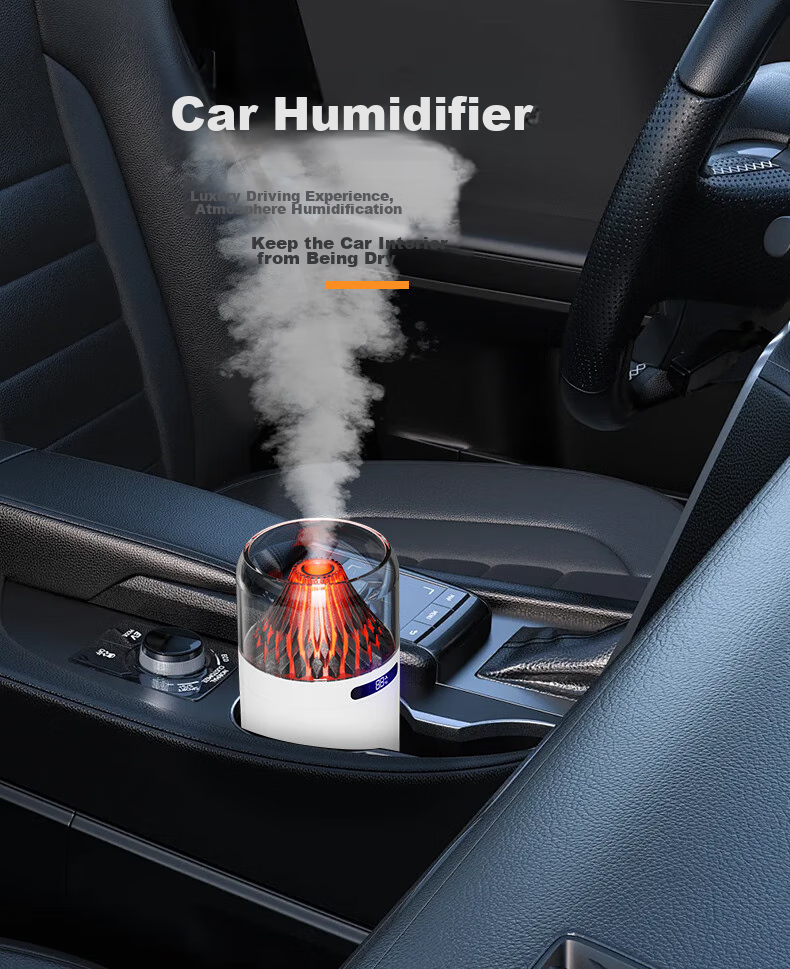 Kelleia USB Humidifier for Car, Bedroom, Quiet Operation, Baby, Office Desk, Large Capacity, Smart Digital Display, Night Light, Large Mist Spray, Power-Off Protection Humidifier, White - Rechargeable Model 7