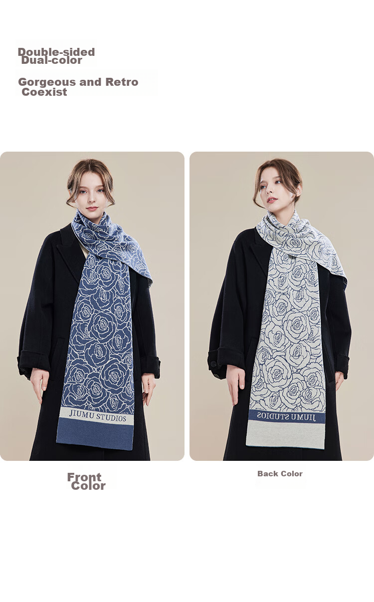 JIUMU Wool Scarf for Women, Autumn And Winter Neck Warmer, Warm Shawl, Gift for Girls Or Mothers, Mid-Autumn Festival Birthday Gift, Gift Box Set 7