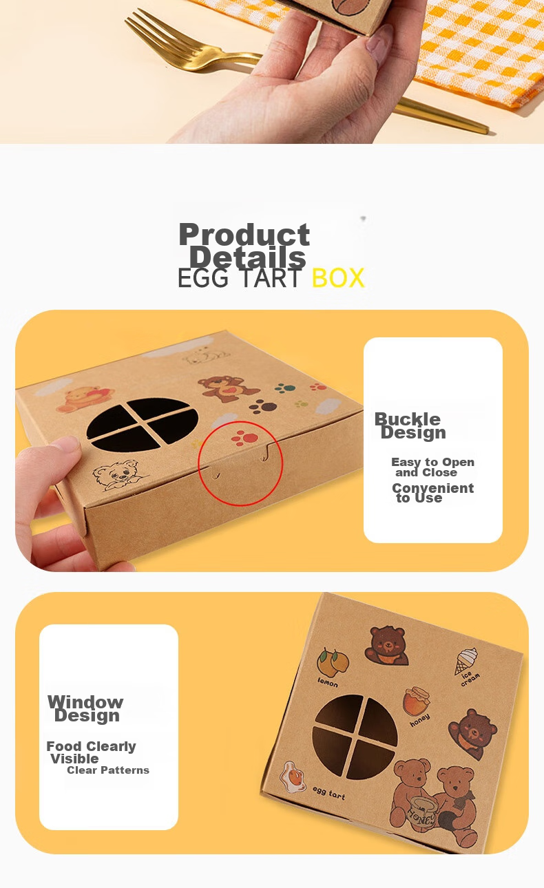 Edo Egg Tart Packaging Box (4 Pieces), Thickened Baking Snack Packaging Box, Egg Yolk Pastry Takeaway Box [20 Pieces] 8