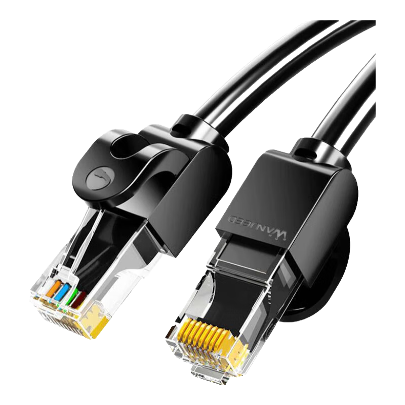 WANJEED Cat6 Ethernet Cable, Gigabit High-Speed 8-Core Twisted Pair Cable, CAT6 Network Engineering Home Computer Monitoring Broadband Patch Cord, Black 1.5 Meters WJ-122558