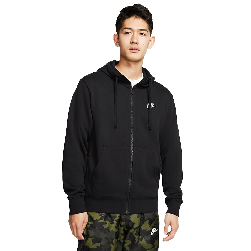 NIKE Men's Spring And Autumn Hooded Jacket, Casual Sportswear, Trendy Versatile BV2649-010 Black L