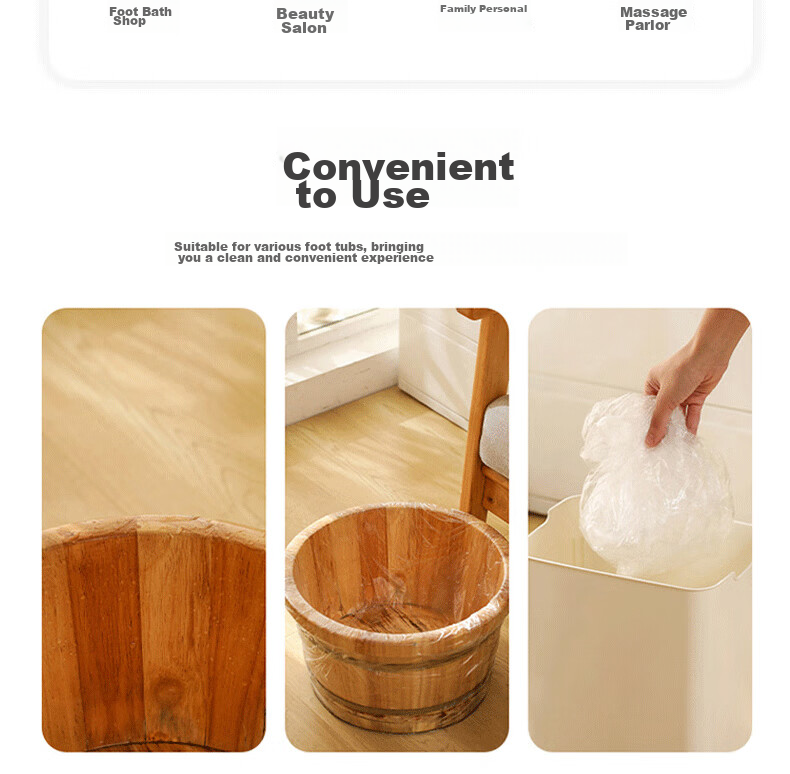 Jiebishi Disposable Foot Bath Bags, 80-Pack, Plastic Bags for Soaking Feet, Thickened Foot Therapy Bags for Wooden Buckets And Foot Wash Basins 17