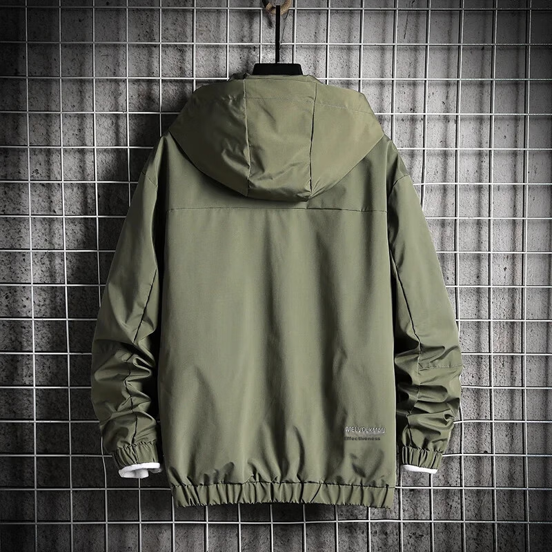 Touhaoqingnian Men's Windbreaker Jacket for Spring And Autumn, Trendy Workwear Style, Plus Size Loose-Fitting Hooded Coat for Sports, Green, 7XL 21