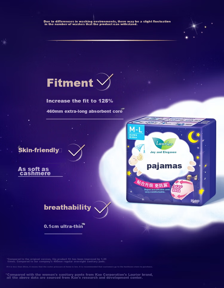 Laurier Kao Menstrual Pads Breathable M-L Size 4 Pieces Sleep Pants Night Pants Panty-Style Sanitary Napkins Menstrual Pads Sold by JD 3