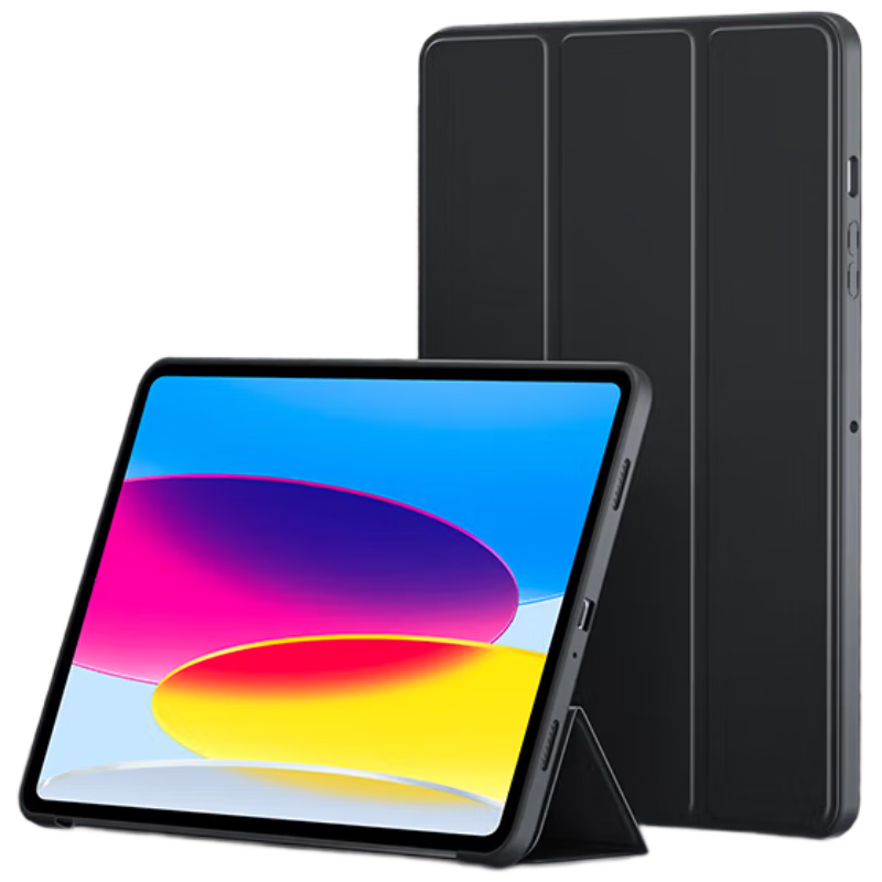 BIAZE IPad 11/10 Protective Case for 2025/22 Models with A16 Chip, Apple Tablet 11-Inch Cover, Tri-Fold Full Protection, Smart Sleep/Wake Function, PB382-Elegant Black