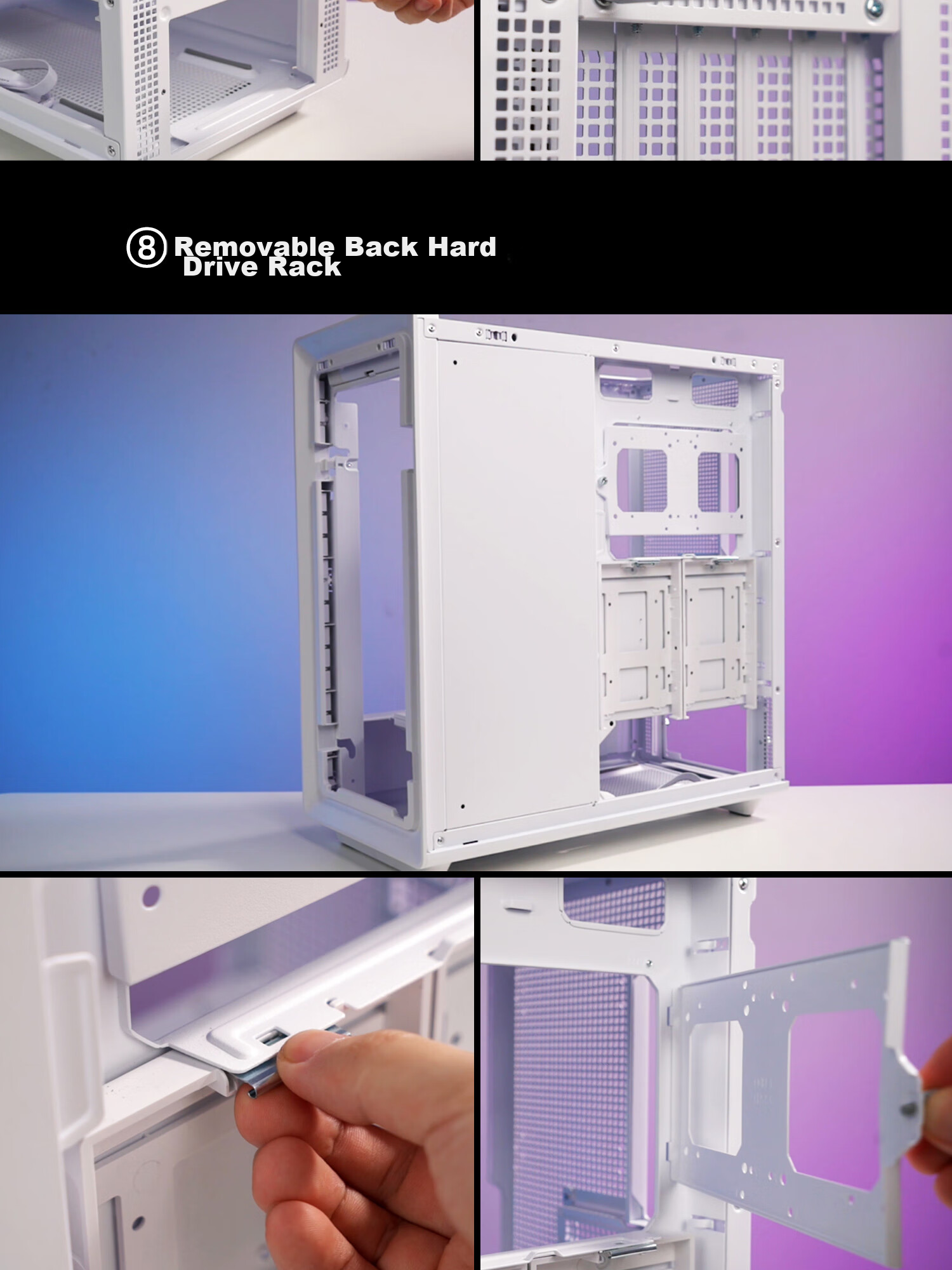 Aigo Fuyao Qianli No.1 White MESH Mesh Desktop Computer Case, Supports 360mm Water Cooling, ATX Motherboard, Airflow Chassis, Six-Sided Mesh Ventilation for Heat Dissipatio 17