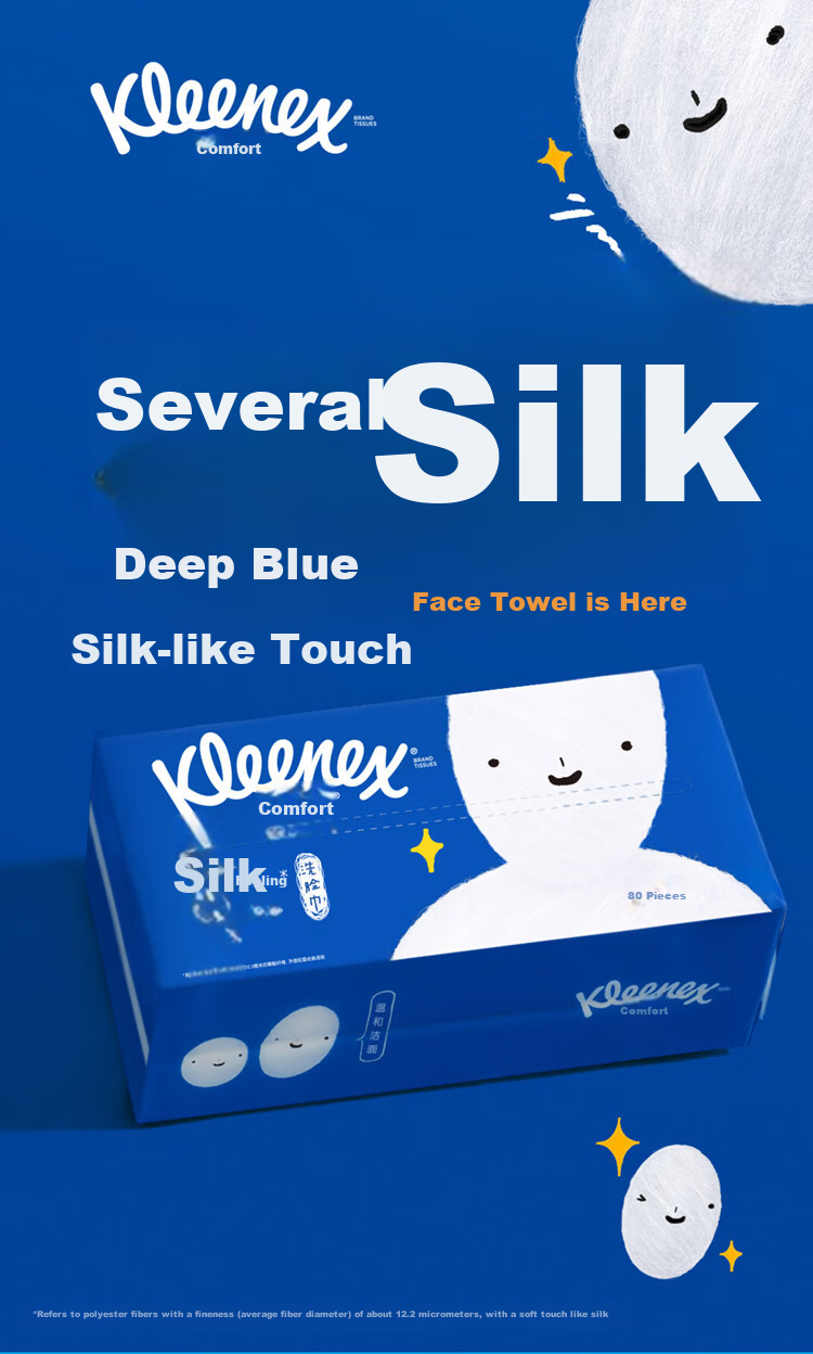 Kleenex Facial Tissues, Silk-Like Feel, 80 Sheets * 3 Packs, Disposable Face Wipes, Cleansing Tissues, Face Towels, Facial Paper 2