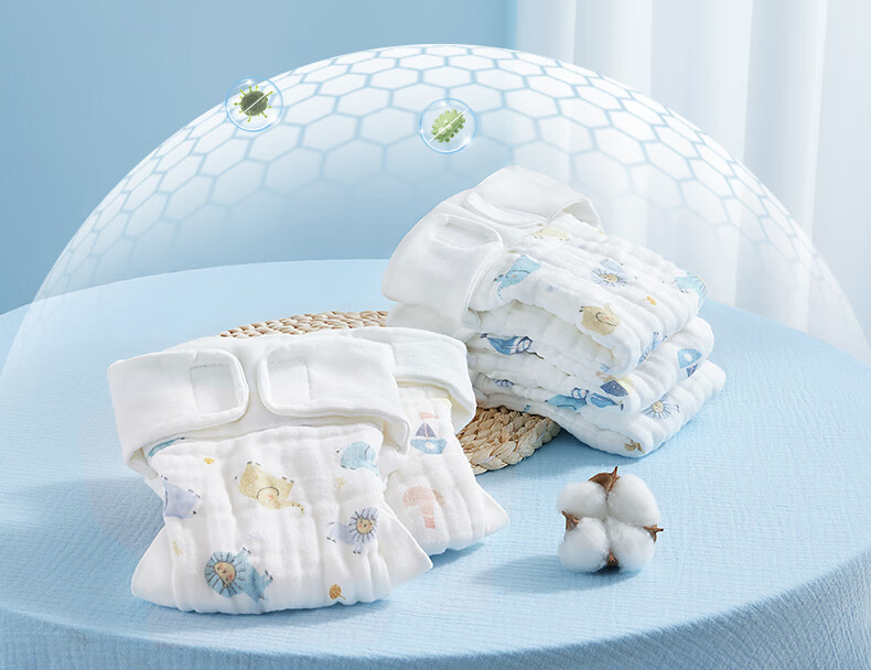 Betis Baby Washable Newborn Diaper Mustard Seed Leak-Proof Time+Fruit Bear 4-Pack L Size 18
