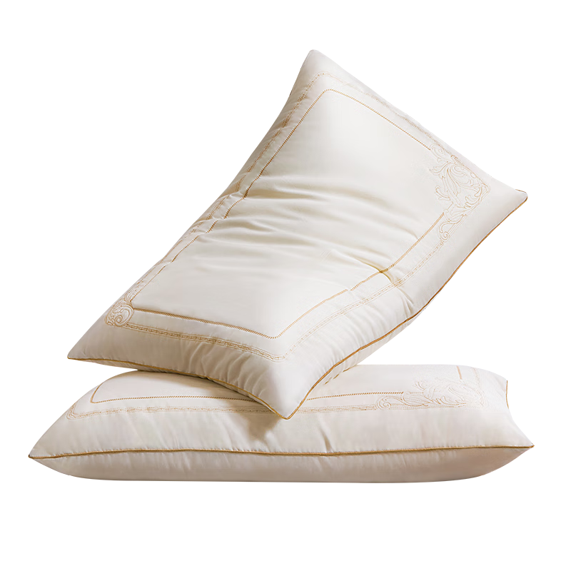 FUANNA Silk Pillow, Skin-Friendly Fabric Antibacterial Cervical Pillow, Home Soft Pillow Adult Pillow Core Set of Two 74*48cm