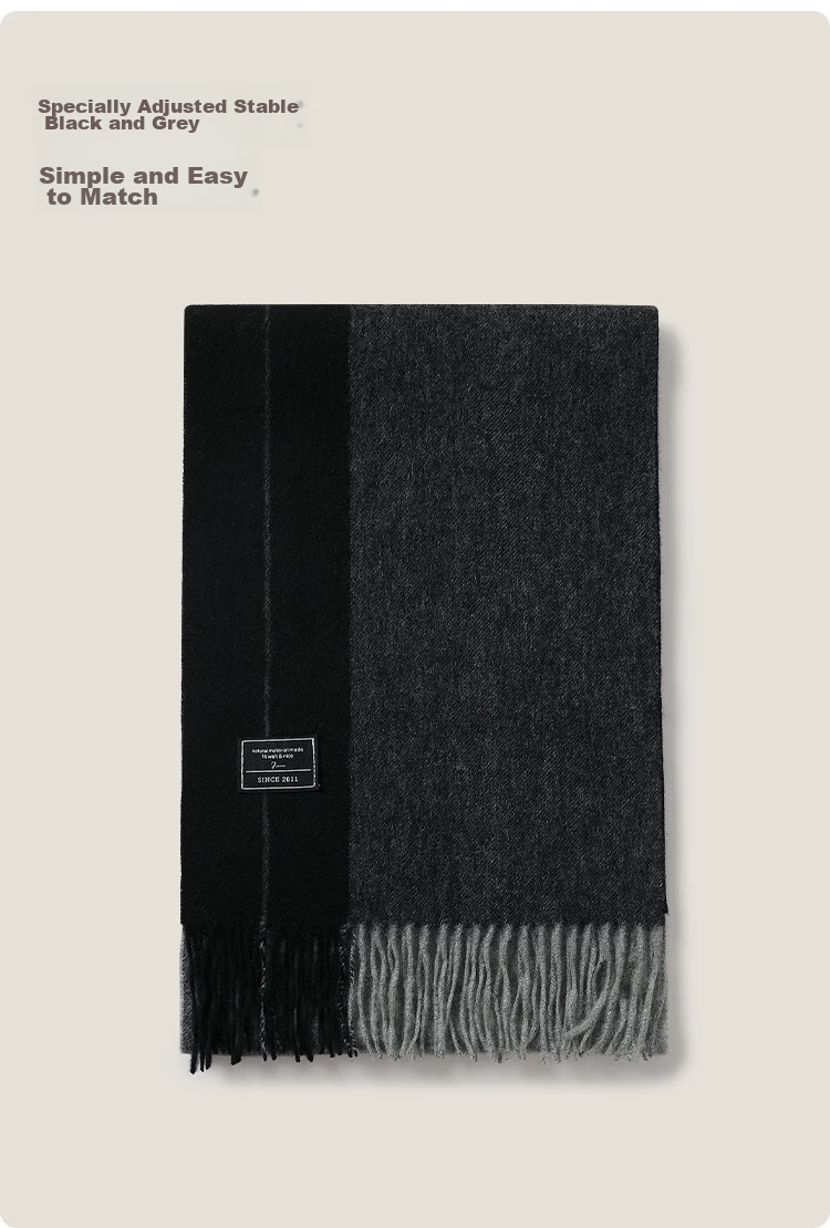 JIUMU Pure Wool Scarf for Men, Autumn And Winter Warm Neck Warmer, Gift for Men, Fathers, Mid-Autumn Festival, Birthday Present, Gift Box Packaging 7