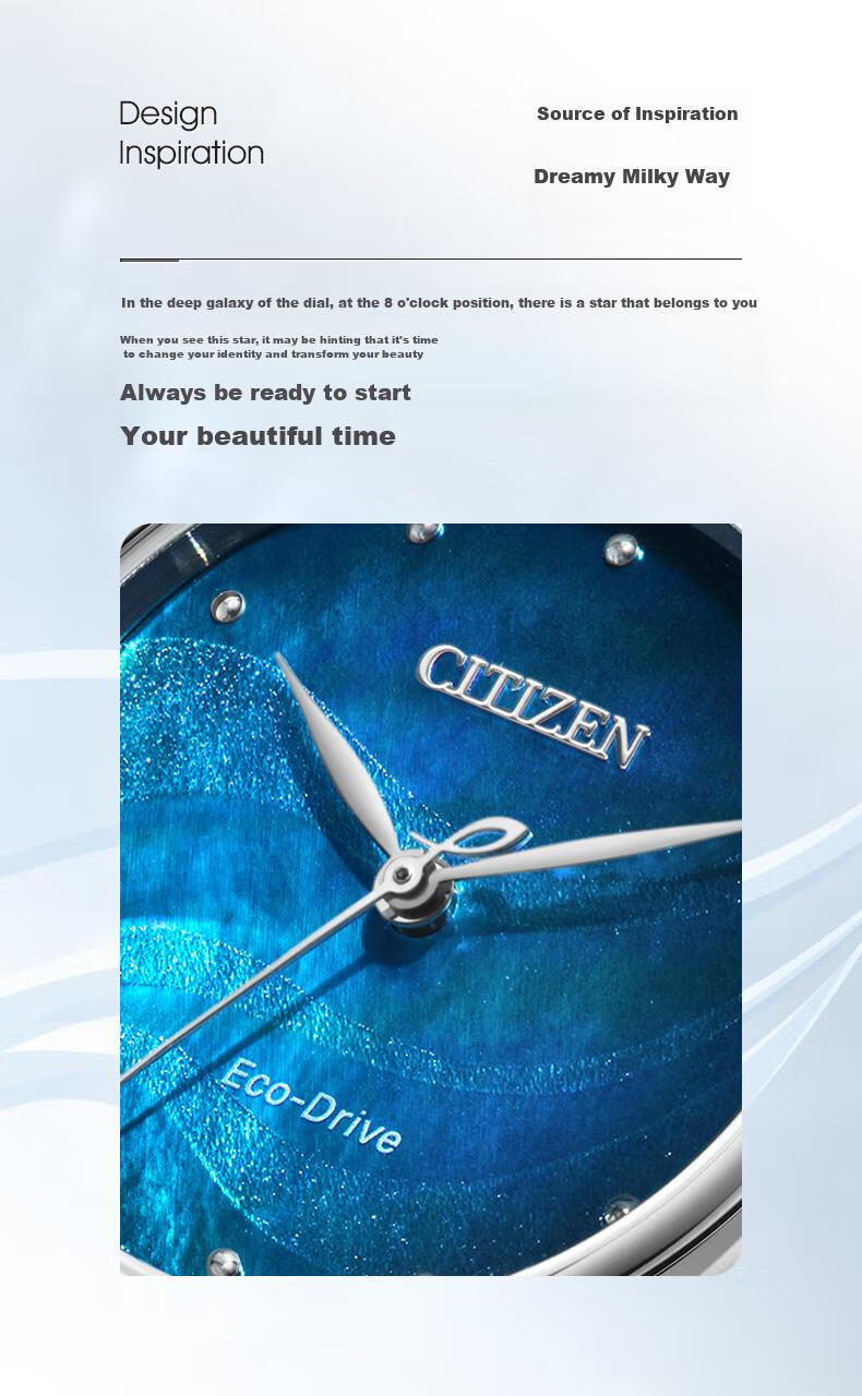 CITIZEN Watch for Women, Japanese And Korean Style, Starry Sky L Eco-Drive, Mother-Of Steel Strap, Fashionable Gift for Girlfriend, EM0912-84Y 2