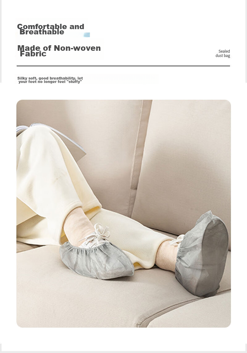BWNK Disposable Non-Woven Shoe Covers, Thickened, 100 Pieces, for Computer Rooms And Indoor Use, Dust-Proof, Breathable, Wear-Resistant, Non-Slip 6