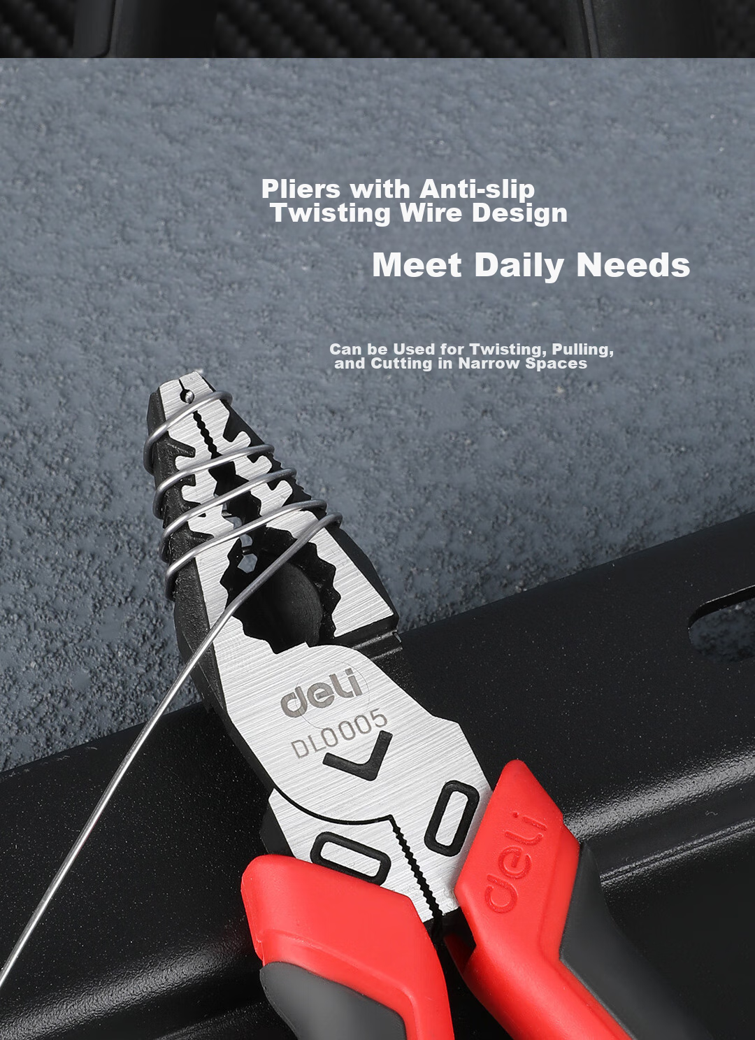 Deli Labor-Saving Wire Pliers, Alloy Steel Tiger Pliers, Multifunctional Flat-Nose Pliers, Wire Cutters 5