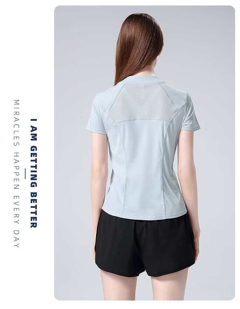 CAMEL Women's Sports Set, Summer New Style Running Yoga Fitness Short-Sleeve Shorts with Lining, Casual Elastic Sportswear 25