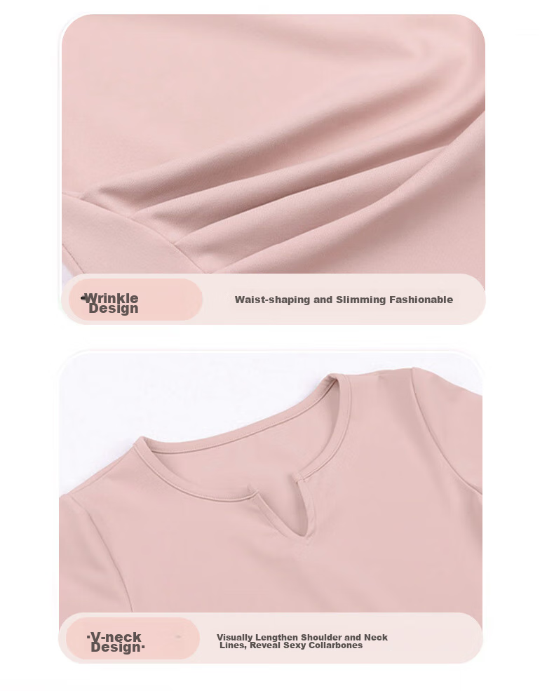 LangSha Women's Short-Sleeve T-Shirt, Spring And Summer Quick-Dry Breathable Training Top, Small V-Neck Fitness Shirt, Professional Running Sports T-Shirt 7