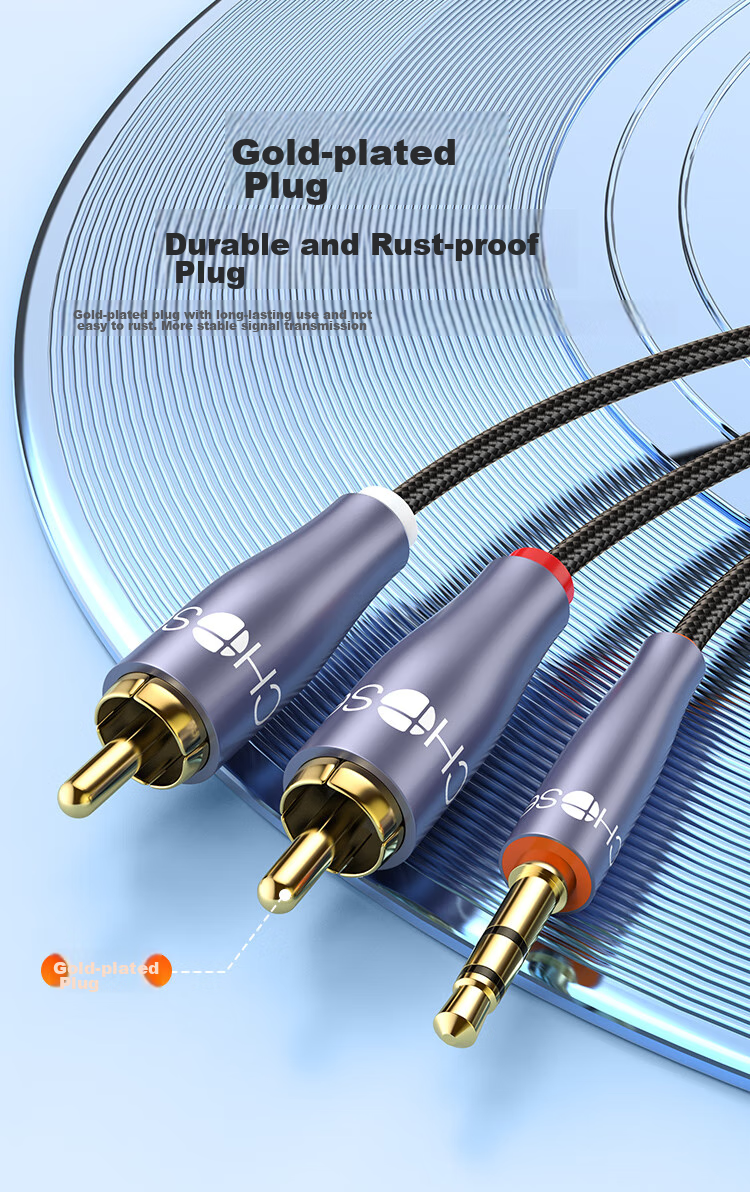 CHOOSEAL (CHOSEAL) 3.5mm to Dual RCA Headphone Jack, Graphene Shielding, 3.5mm to 2RCA Splitter Male-To Connection for Computer, TV, Mobile Phone, Speaker Audio Cable 0.5 Meter QS3568 8