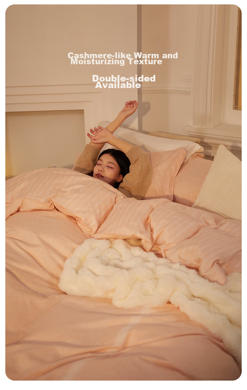 LUOLAI Home Textiles, Ultra-Soft U-Easy Set of 60 Pieces, Thickened Brushed Cotton Bedding Set for Winter, Includes Bed Sheet And Duvet Cover, Orange, 200*230 Cm 9