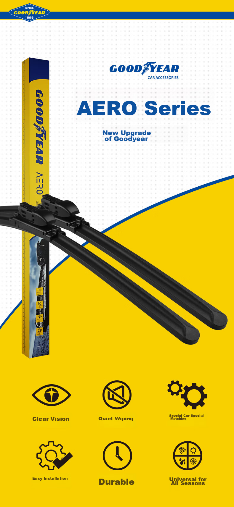 Goodyear AERO Volkswagen Magotan Windshield Wipers for 2017-2023 B8 Models, Original 21-Inch Factory Wiper Blades for 2018-2020 Models 2